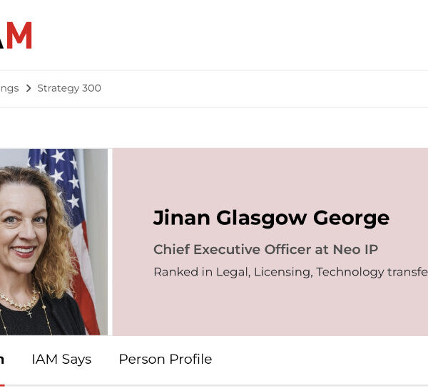 Neo IP CEO JiNan Glasgow George featured again: IAM Strategy 300 Global Leaders 2025